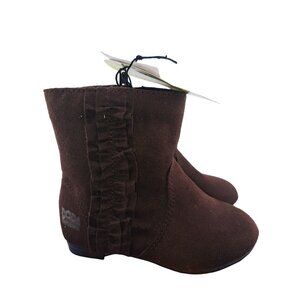 New Dora the Explorer Little Girl Toddler Brown Faux Suede Ruffle Boots Size 6